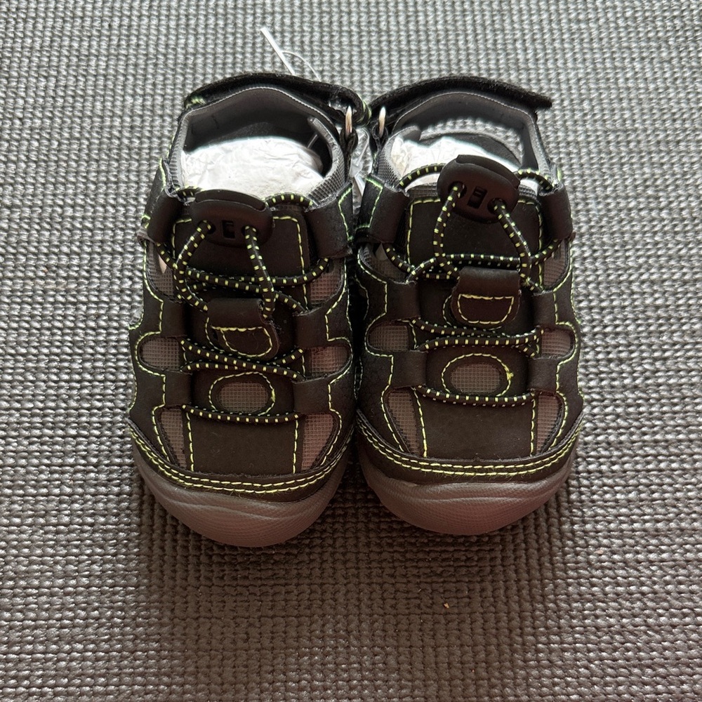 The Children's Place Black and Neon Green Sandals
